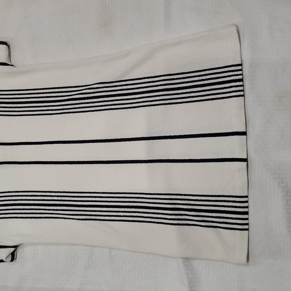 St John white black Terry Cloth  striped knit tunic dress size L - Picture 9 of 16